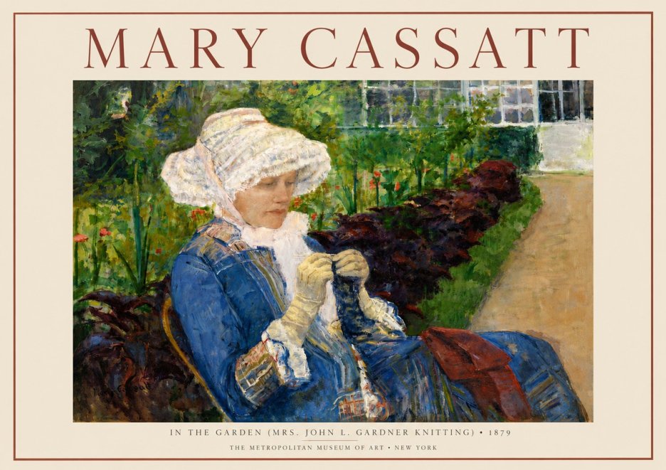 Mary Cassatt In the Garden (Mrs. John L. Gardner Knitting) No3 - Affiche