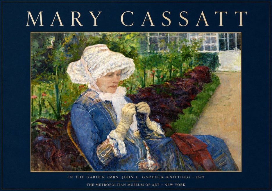 Mary Cassatt In the Garden (Mrs. John L. Gardner Knitting) No4 - Affiche