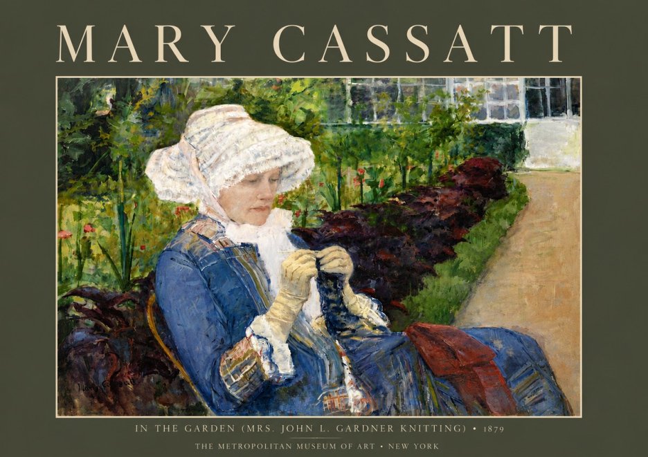 Mary Cassatt In the Garden (Mrs. John L. Gardner Knitting) No5 - Affiche