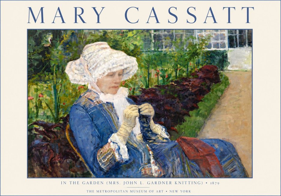 Mary Cassatt In the Garden (Mrs. John L. Gardner Knitting) No6 - Affiche