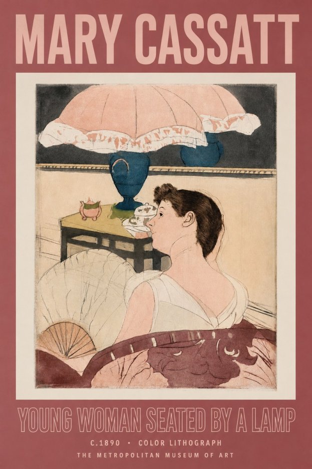 Mary Cassatt Young Woman Seated by a Lamp No2 - Affiche