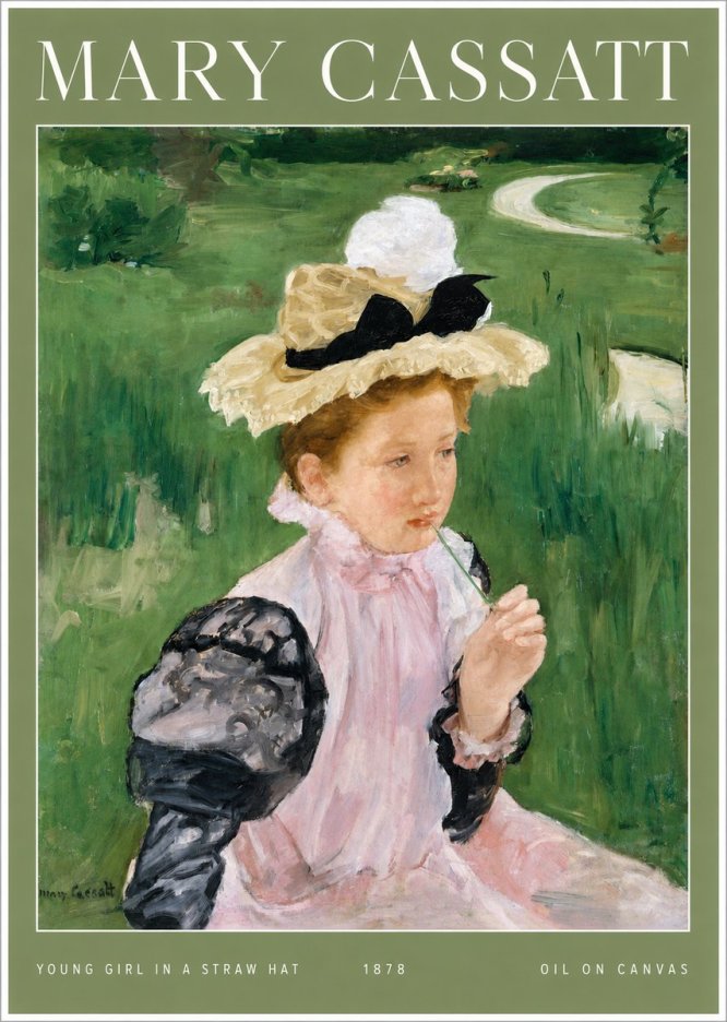 Mary Cassatt Young Girl in a Straw Hat No2 - Affiche
