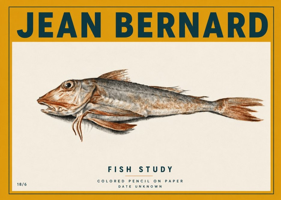 Jean Bernard Fish Study II No3 - Affiche