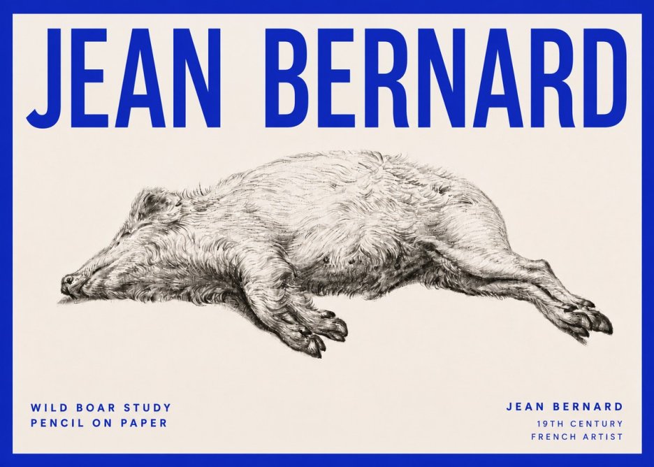 Jean Bernard Wild Boar Study No4 - Affiche