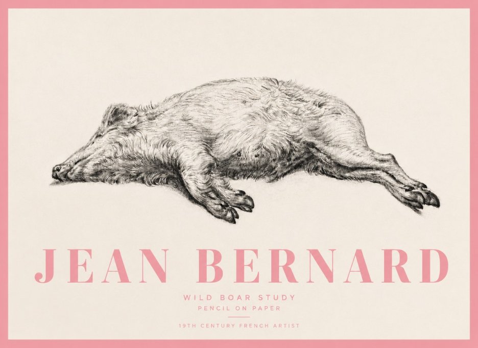 Jean Bernard Wild Boar Study No5 - Affiche