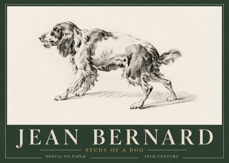 Jean Bernard Study of a Dog V No3 - Affiche