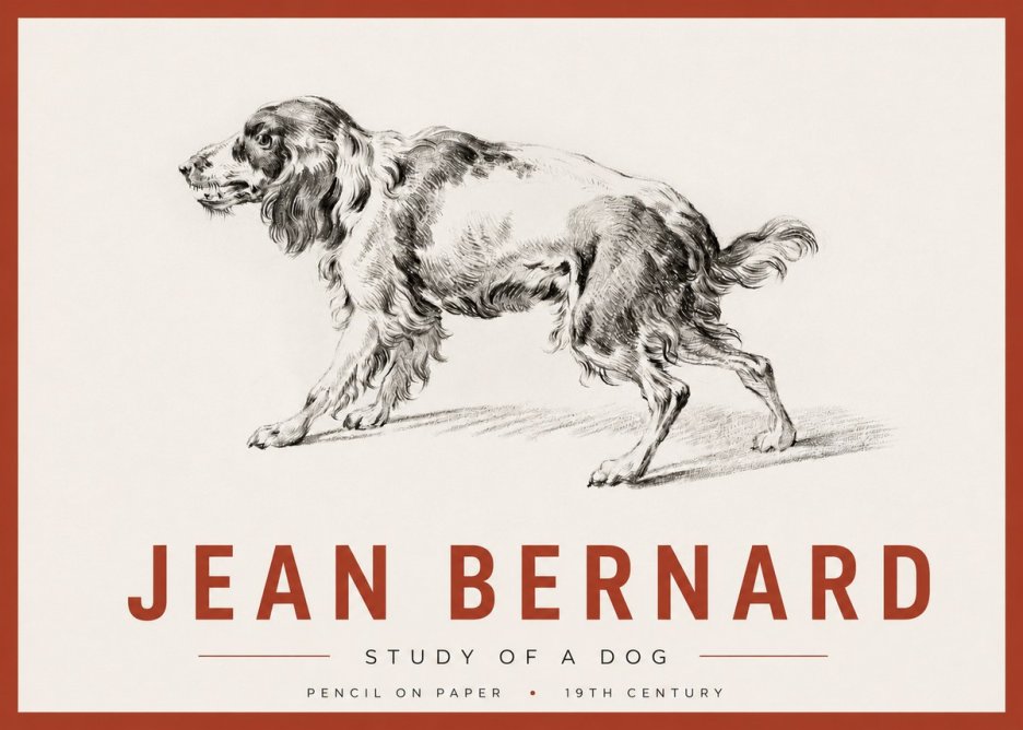 Jean Bernard Study of a Dog V No4 - Affiche