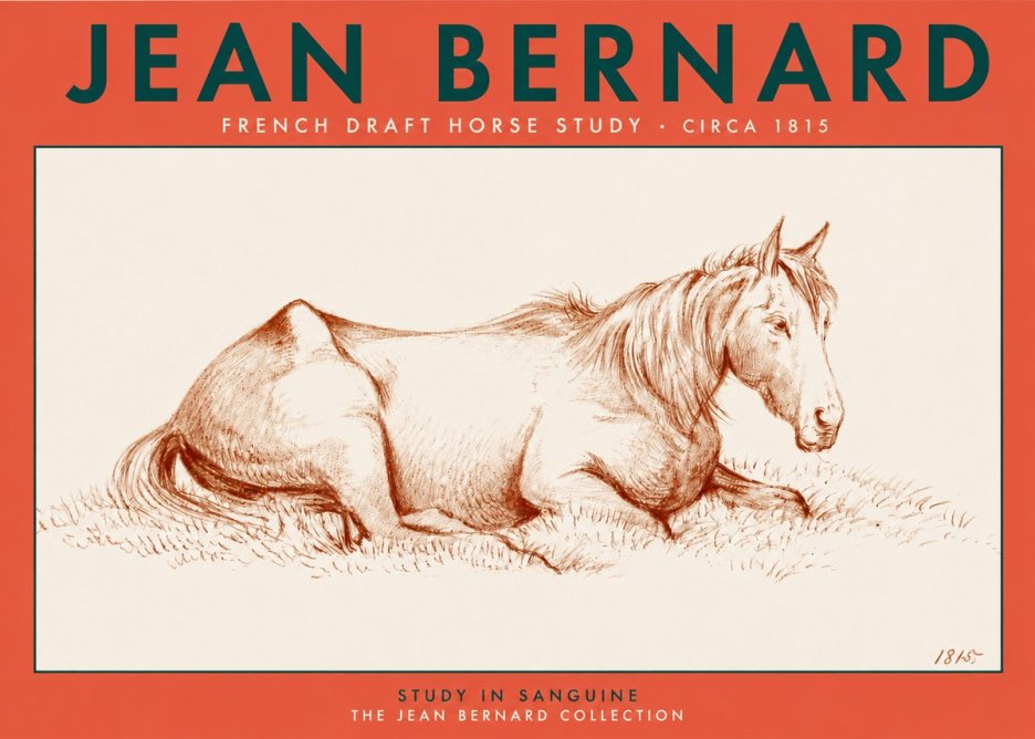 Jean Bernard Reclining Horse No4 - Affiche