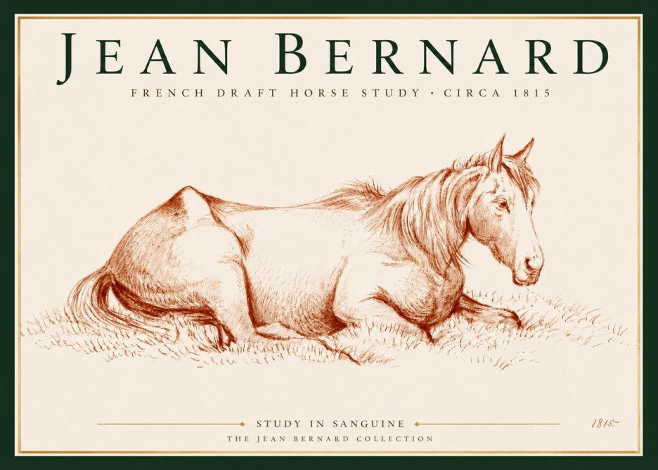 Jean Bernard Reclining Horse No5 - Affiche