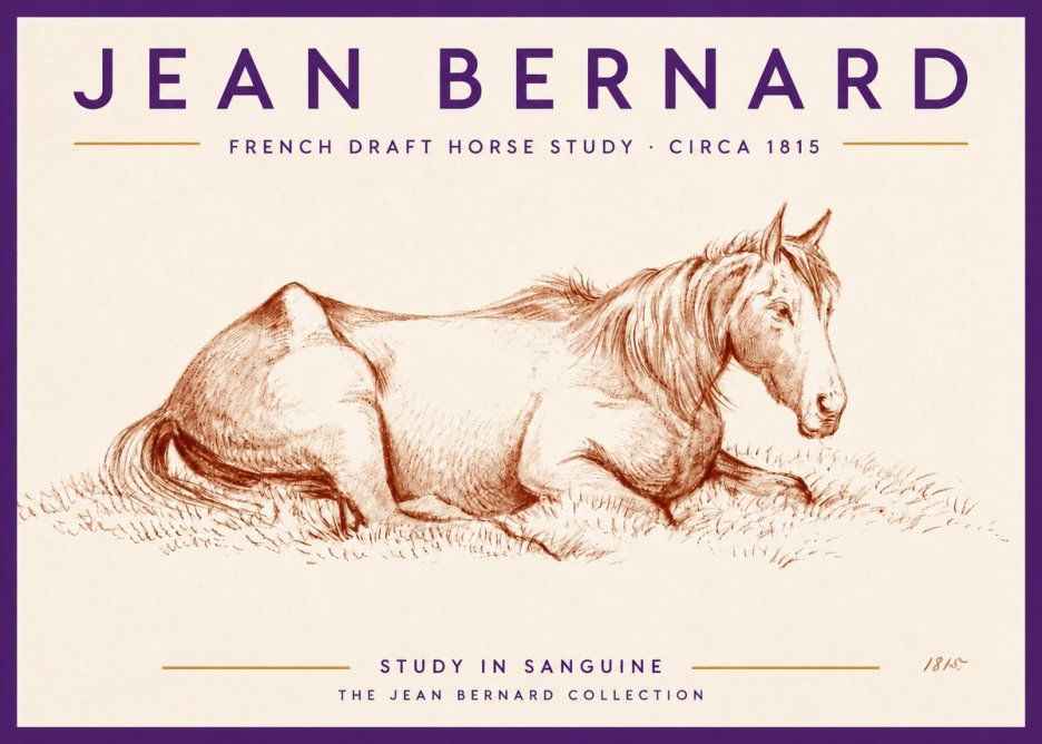 Jean Bernard Reclining Horse No6 - Affiche