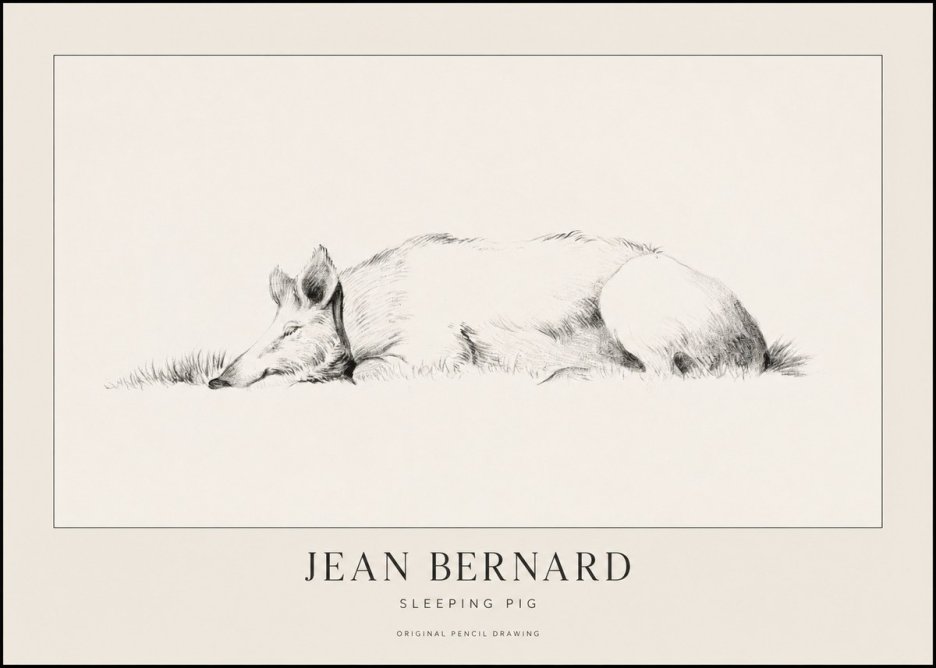 Jean Bernard Sleeping Pig II No1 - Affiche