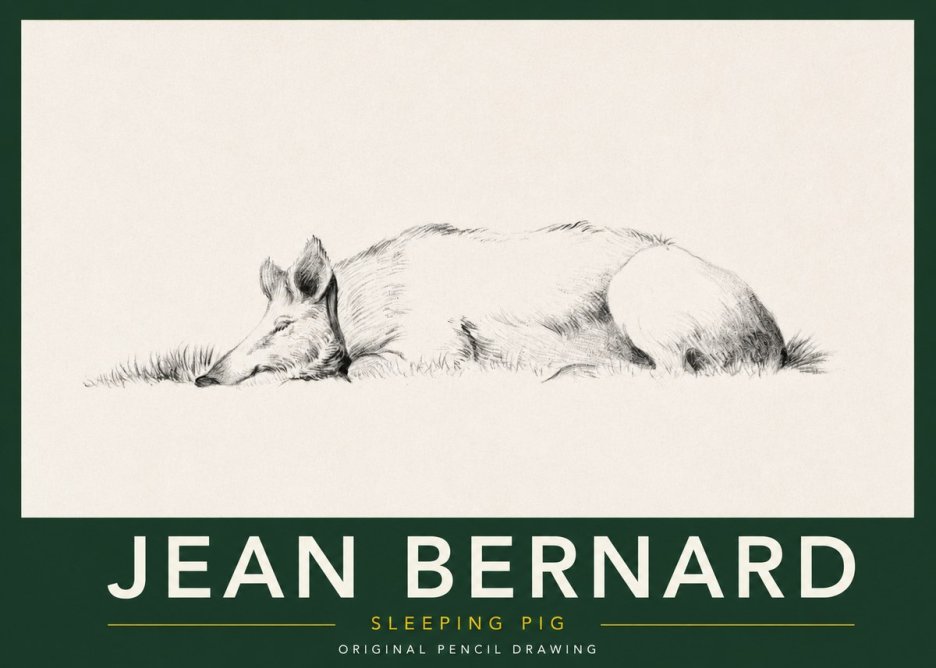 Jean Bernard Sleeping Pig II No2 - Affiche