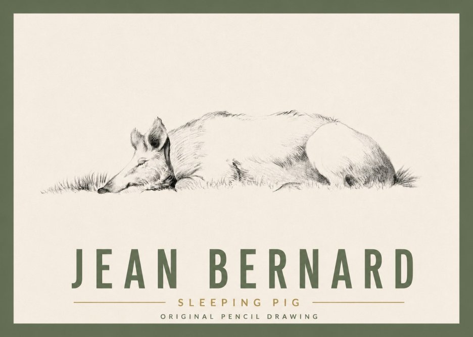 Jean Bernard Sleeping Pig II No5 - Affiche