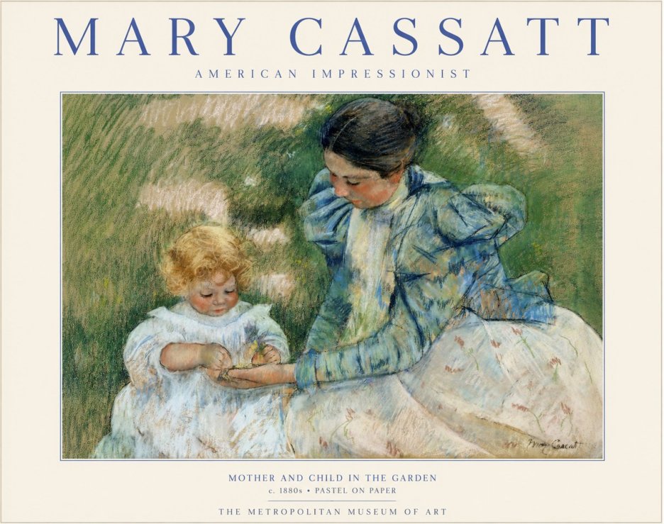 Mary Cassatt Mother and Child in the Garden No1 - Affiche