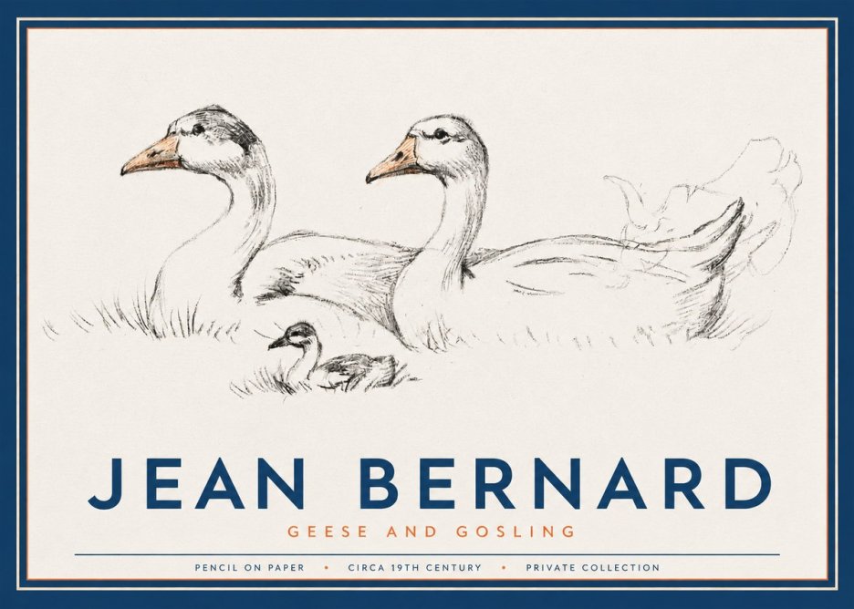 Jean Bernard Study of Geese No3 - Affiche