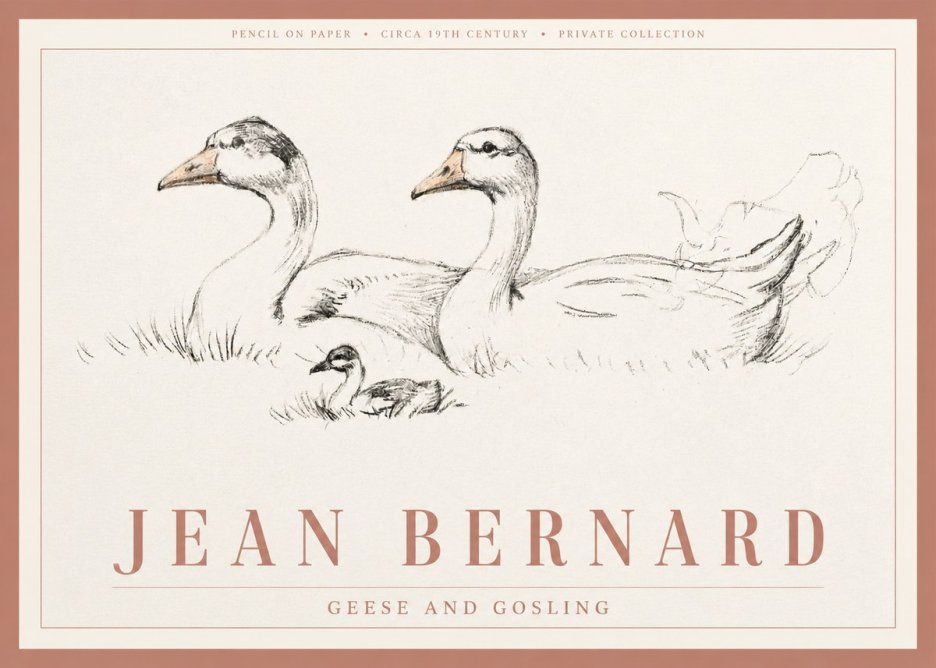 Jean Bernard Study of Geese No4 - Affiche