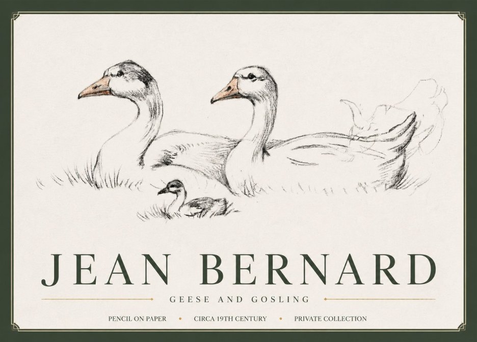 Jean Bernard Study of Geese No6 - Affiche