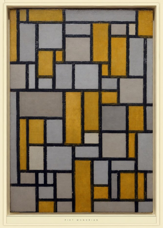 Piet Mondrian Composition in Grey and Yellow No6 - Affiche