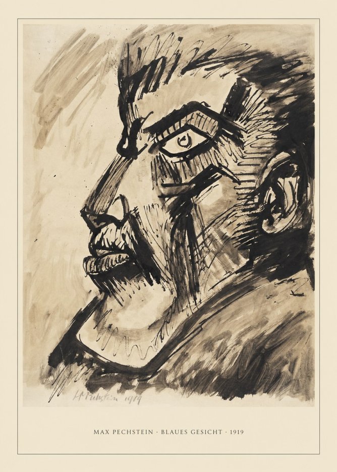 Max Pechstein Blaues Gesicht No3 - Affiche