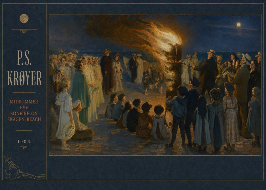 P.S. Krøyer Midsummer Eve Bonfire on Skagen Beach · 1906 No5 - Affiche