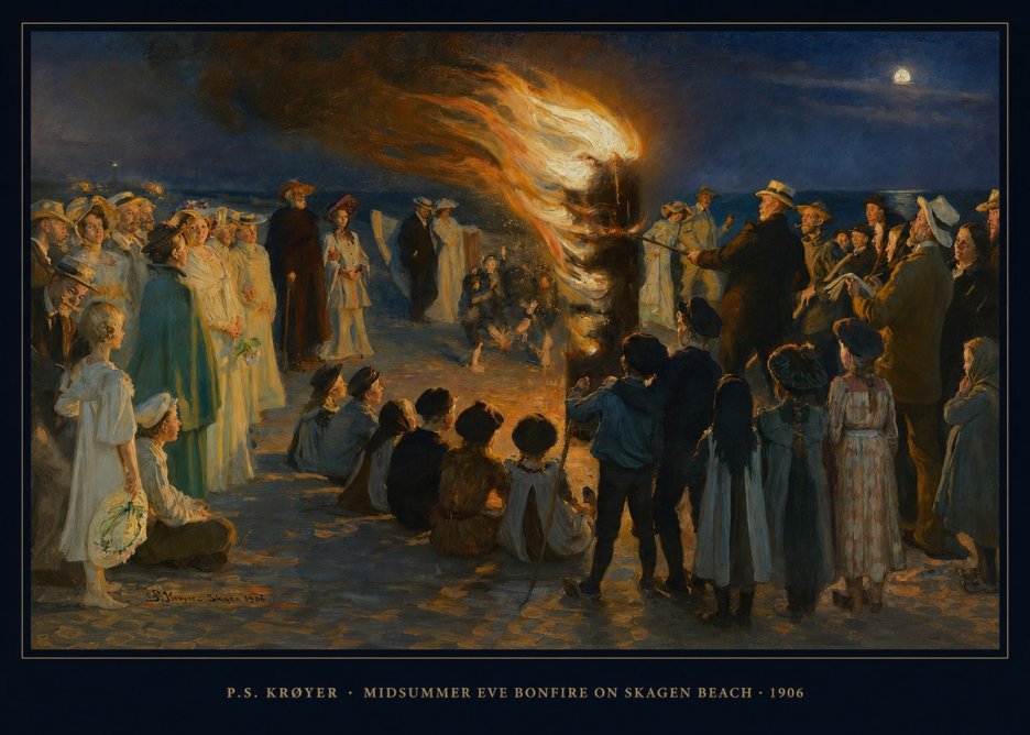P.S. Krøyer Midsummer Eve Bonfire on Skagen Beach · 1906 No6 - Affiche