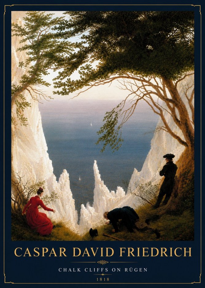 Caspar David Friedrich Chalk Cliffs on Rügen No6 - Affiche