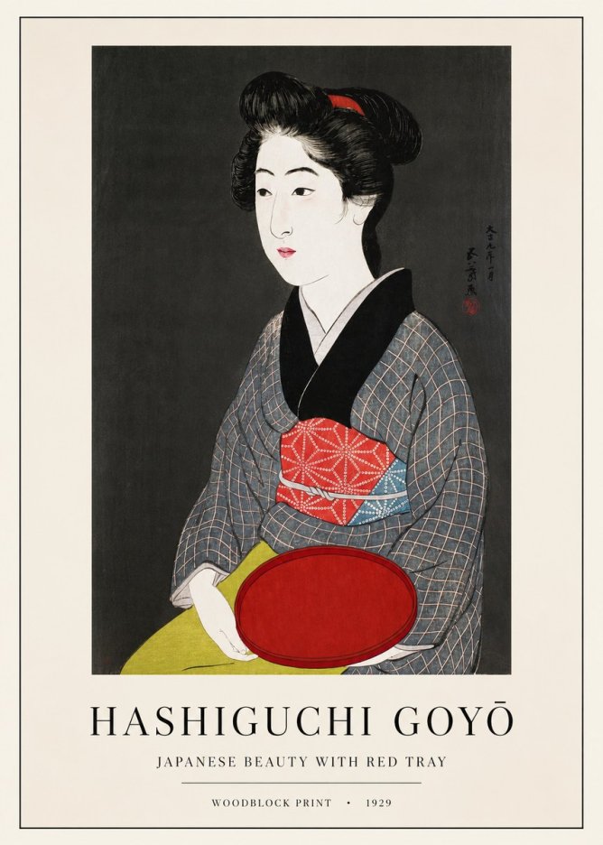 Hashiguchi Goyō Japanese Beauty with Red Tray No1 - Affiche