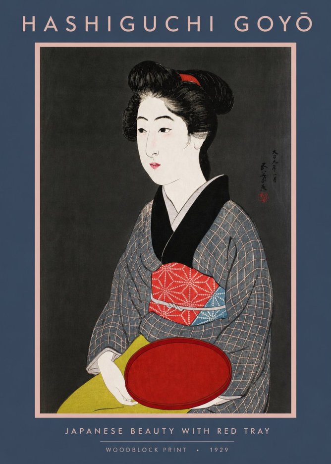Hashiguchi Goyō Japanese Beauty with Red Tray No2 - Affiche