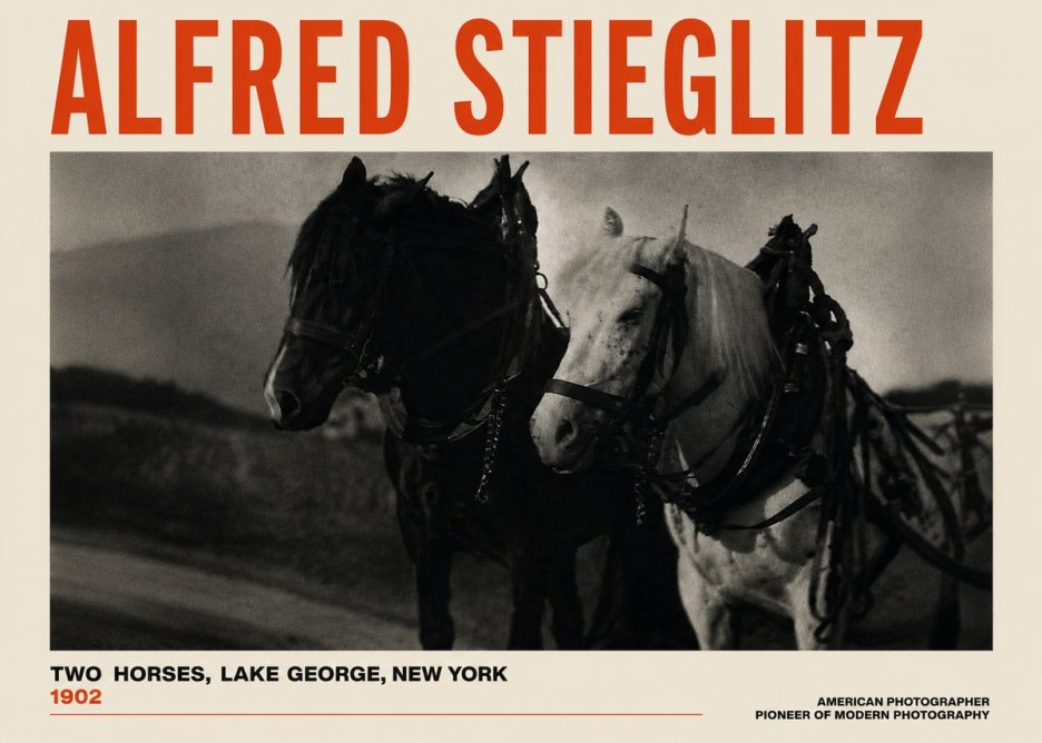Alfred Stieglitz Two Horses, Lake George, New York No4 - Affiche