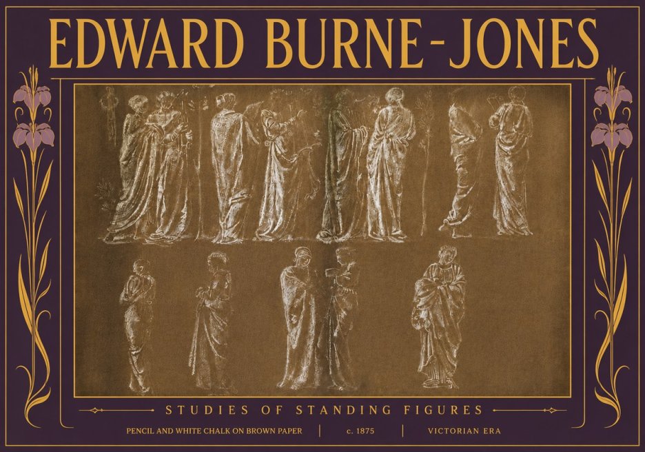 Edward Burne-Jones Studies of Standing Figures No5 - Affiche