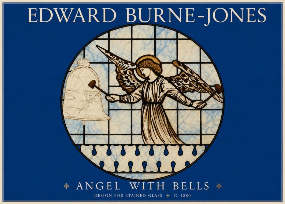 Edward Burne-Jones Angel with Bells (Study) No4 - Affiche