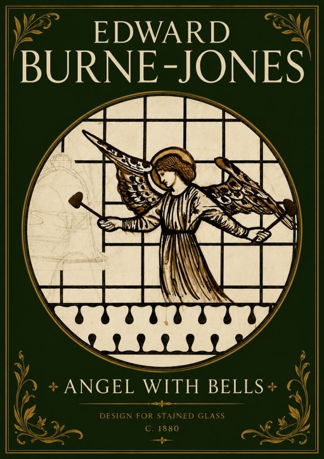 Edward Burne-Jones Angel with Bells (Study) No5 - Affiche