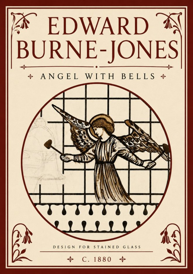 Edward Burne-Jones Angel with Bells (Study) No6 - Affiche