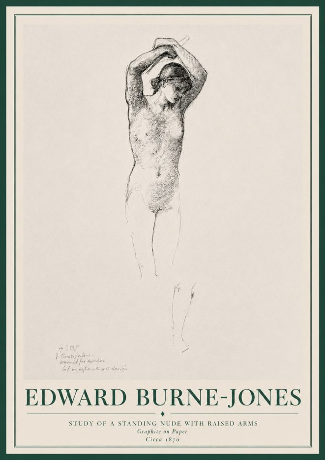 Edward Burne-Jones Standing Nude with Raised Arms (Study) No3 - Affiche