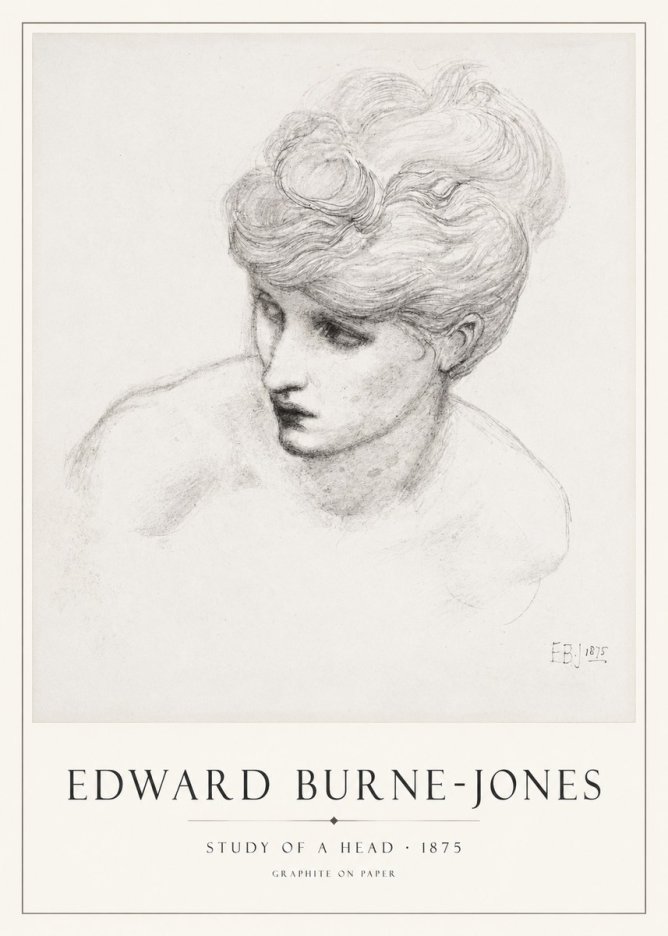Edward Burne-Jones Study of a Head No1 - Affiche
