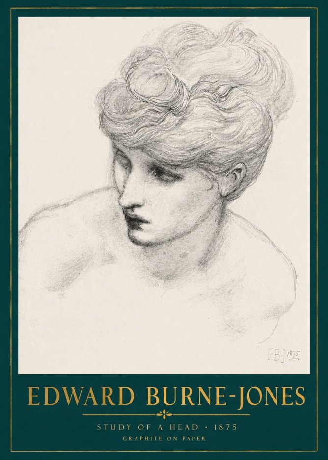 Edward Burne-Jones Study of a Head No2 - Affiche