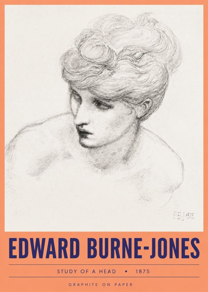 Edward Burne-Jones Study of a Head No3 - Affiche