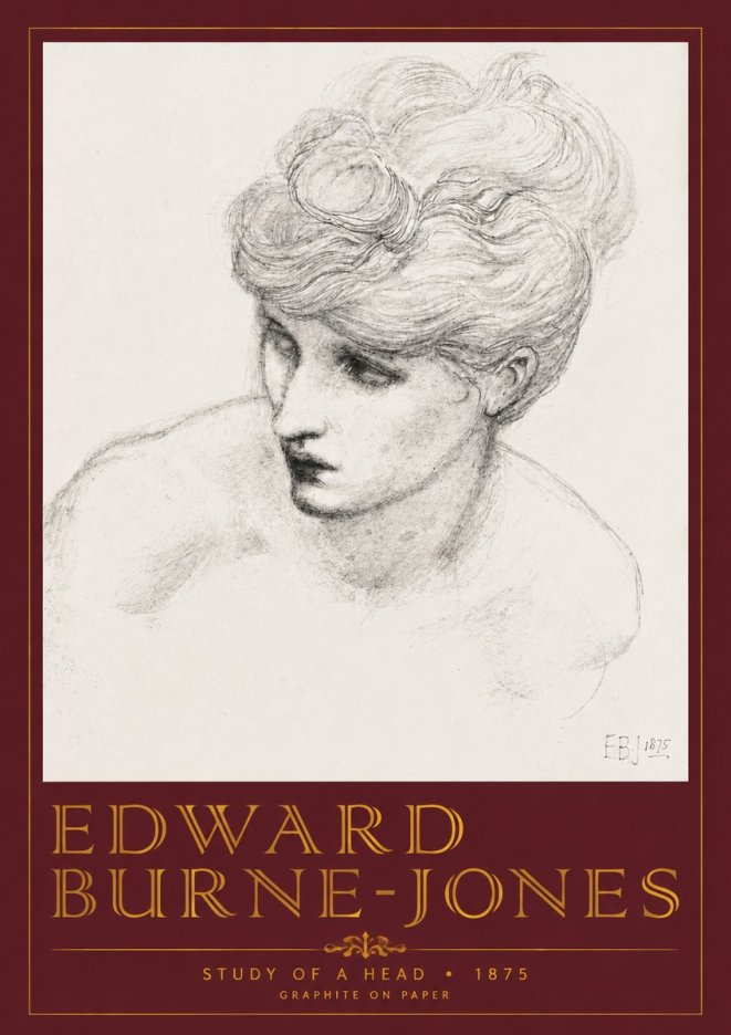 Edward Burne-Jones Study of a Head No4 - Affiche