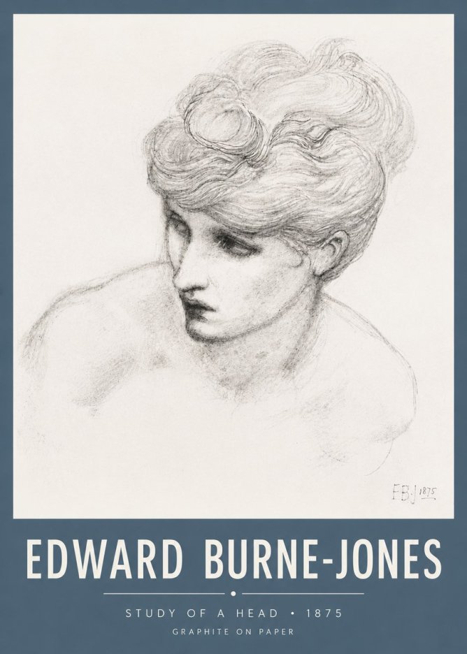 Edward Burne-Jones Study of a Head No5 - Affiche
