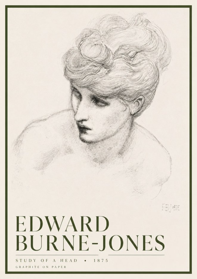Edward Burne-Jones Study of a Head No6 - Affiche