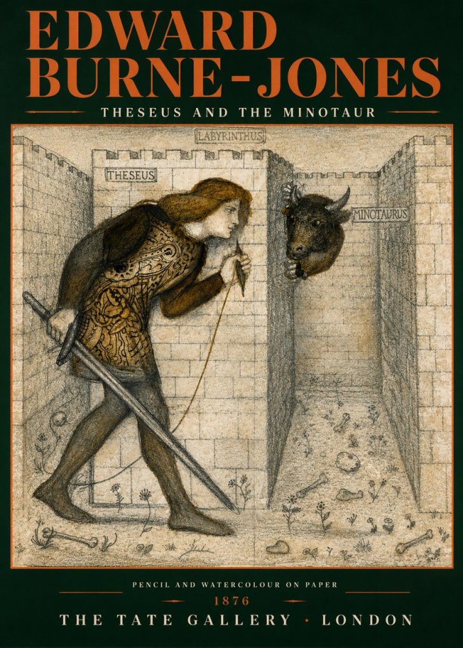 Edward Burne-Jones Theseus and the Minotaur No3 - Affiche