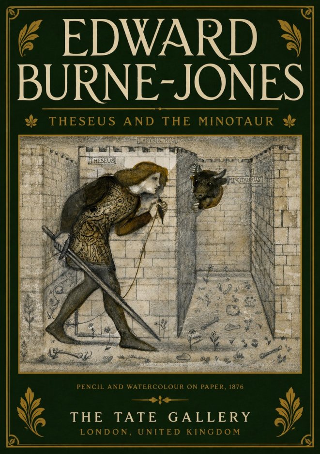Edward Burne-Jones Theseus and the Minotaur No6 - Affiche