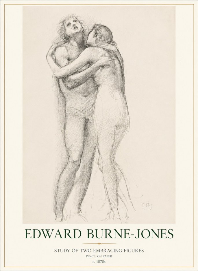 Edward Burne-Jones Study of Two Embracing Figures No1 - Affiche