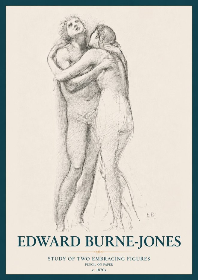 Edward Burne-Jones Study of Two Embracing Figures No3 - Affiche