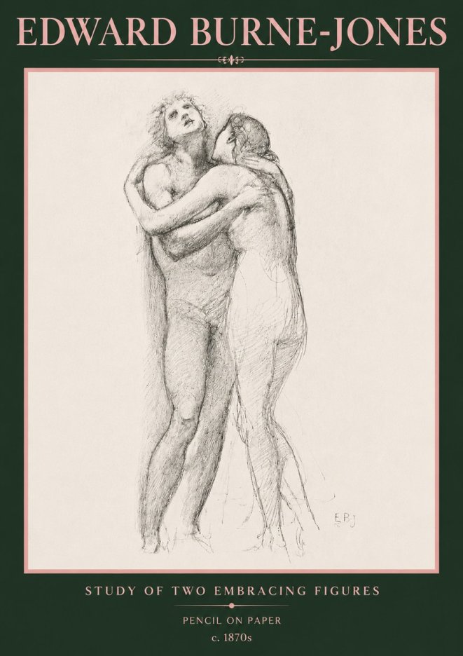 Edward Burne-Jones Study of Two Embracing Figures No5 - Affiche