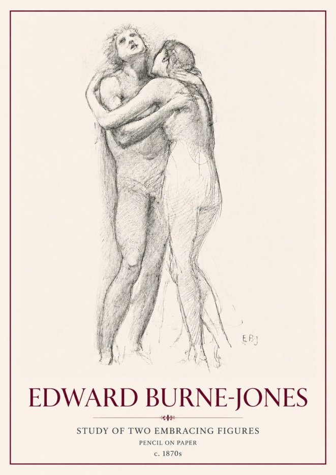 Edward Burne-Jones Study of Two Embracing Figures No6 - Affiche