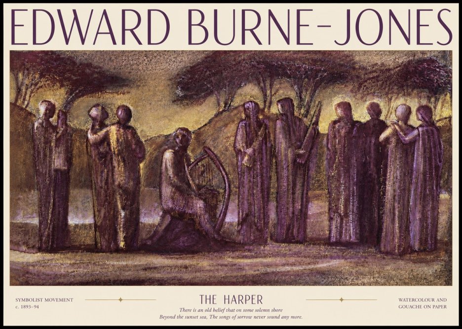 Edward Burne-Jones The Harp of Life No6 - Affiche