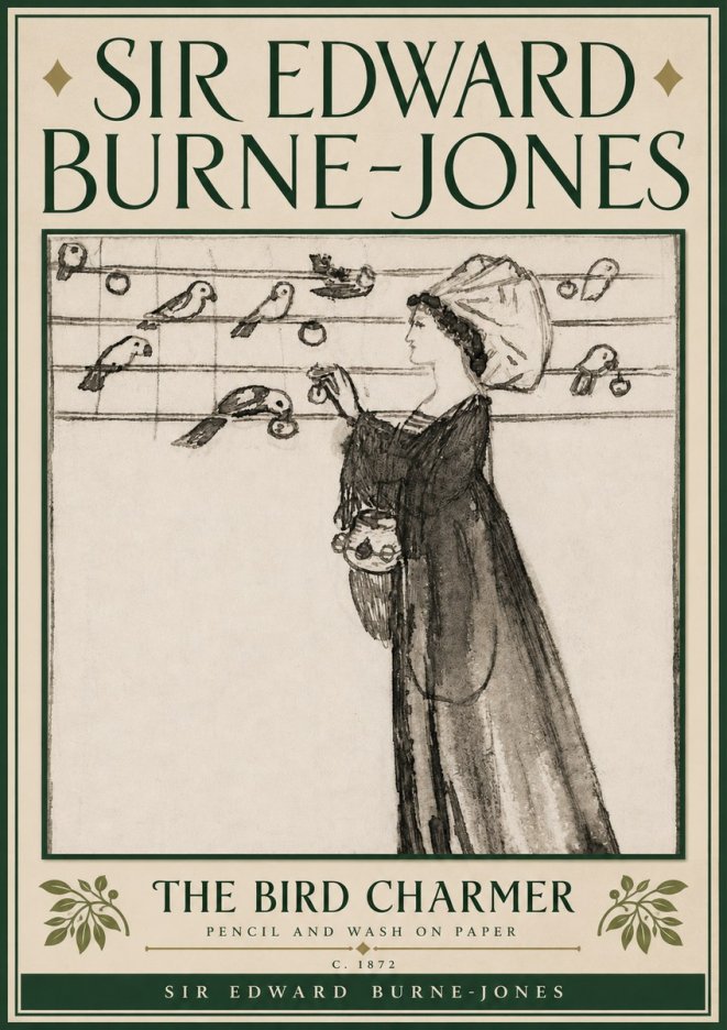 Edward Burne-Jones The Bird Charmer No6 - Affiche