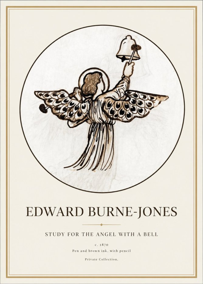 Edward Burne-Jones Study for the Angel with a Bell No1 - Affiche
