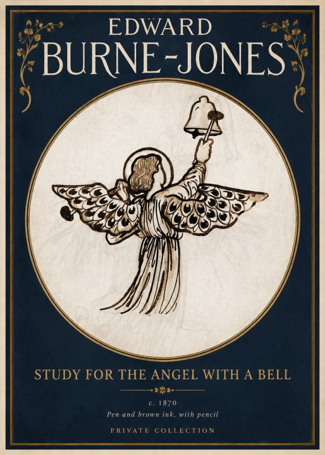 Edward Burne-Jones Study for the Angel with a Bell No2 - Affiche